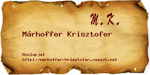 Márhoffer Krisztofer névjegykártya